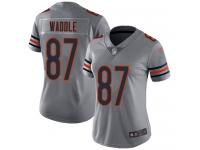#87 Limited Tom Waddle Silver Football Women's Jersey Chicago Bears Inverted Legend Vapor Rush