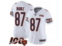 #87 Limited Tom Waddle White Football Road Women's Jersey Chicago Bears Vapor Untouchable 100th Season