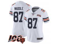#87 Limited Tom Waddle White Football Women's Jersey Chicago Bears 100th Season