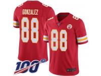 #88 Limited Tony Gonzalez Red Football Home Youth Jersey Kansas City Chiefs Vapor Untouchable 100th Season