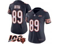 #89 Limited Mike Ditka Navy Blue Football Home Women's Jersey Chicago Bears 100th Season