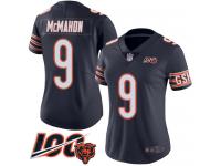 #9 Limited Jim McMahon Navy Blue Football Home Women's Jersey Chicago Bears 100th Season