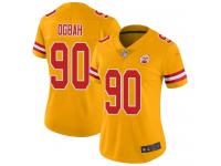 #90 Limited Emmanuel Ogbah Gold Football Women's Jersey Kansas City Chiefs Inverted Legend Vapor Rush