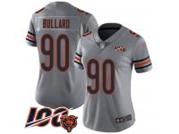 #90 Limited Jonathan Bullard Silver Football Women's Jersey Chicago Bears Inverted Legend Vapor Rush 100th Season