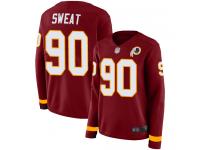#90 Limited Montez Sweat Burgundy Football Women's Jersey Washington Redskins Therma Long Sleeve