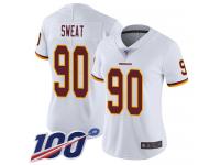 #90 Limited Montez Sweat White Football Road Women's Jersey Washington Redskins Vapor Untouchable 100th Season