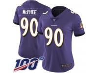 #90 Limited Pernell McPhee Purple Football Home Women's Jersey Baltimore Ravens Vapor Untouchable 100th Season
