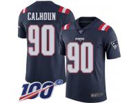 #90 Limited Shilique Calhoun Navy Blue Football Men's Jersey New England Patriots Rush Vapor Untouchable 100th Season