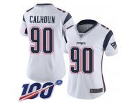 #90 Limited Shilique Calhoun White Football Road Women's Jersey New England Patriots Vapor Untouchable 100th Season