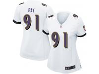 #91 Game Shane Ray White Football Road Women's Jersey Baltimore Ravens