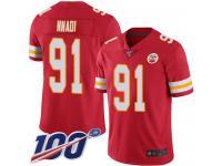 #91 Limited Derrick Nnadi Red Football Home Men's Jersey Kansas City Chiefs Vapor Untouchable 100th Season