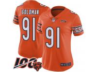 #91 Limited Eddie Goldman Orange Football Alternate Women's Jersey Chicago Bears 100th Season