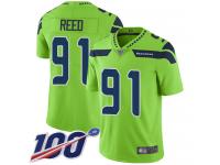 #91 Limited Jarran Reed Green Football Men's Jersey Seattle Seahawks Rush Vapor Untouchable 100th Season