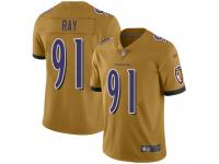 #91 Limited Shane Ray Gold Football Women's Jersey Baltimore Ravens Inverted Legend Vapor Rush