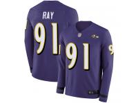 #91 Limited Shane Ray Purple Football Youth Jersey Baltimore Ravens Therma Long Sleeve
