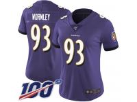 #93 Limited Chris Wormley Purple Football Home Women's Jersey Baltimore Ravens Vapor Untouchable 100th Season