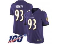 #93 Limited Chris Wormley Purple Football Home Youth Jersey Baltimore Ravens Vapor Untouchable 100th Season