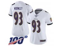#93 Limited Chris Wormley White Football Road Women's Jersey Baltimore Ravens Vapor Untouchable 100th Season