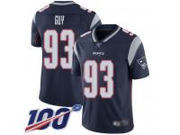 #93 Limited Lawrence Guy Navy Blue Football Home Youth Jersey New England Patriots Vapor Untouchable 100th Season