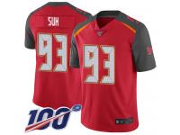 #93 Limited Ndamukong Suh Red Football Home Men's Jersey Tampa Bay Buccaneers Vapor Untouchable 100th Season
