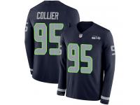 #95 Limited L.J. Collier Navy Blue Football Men's Jersey Seattle Seahawks Therma Long Sleeve
