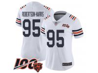 #95 Limited Roy Robertson-Harris White Football Women's Jersey Chicago Bears 100th Season