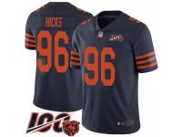 #96 Limited Akiem Hicks Navy Blue Football Men's Jersey Chicago Bears Rush Vapor Untouchable 100th Season