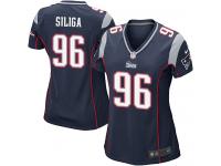 #96 Sealver Siliga New England Patriots Home Jersey _ Nike Women's Navy Blue NFL Game
