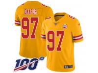#97 Limited Alex Okafor Gold Football Youth Jersey Kansas City Chiefs Inverted Legend 100th Season