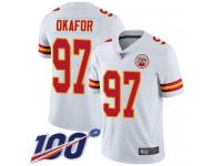 #97 Limited Alex Okafor White Football Road Men's Jersey Kansas City Chiefs Vapor Untouchable 100th Season