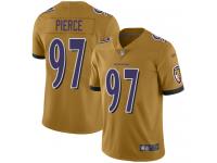 #97 Limited Michael Pierce Gold Football Men's Jersey Baltimore Ravens Inverted Legend Vapor Rush