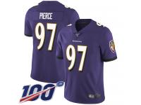 #97 Limited Michael Pierce Purple Football Home Men's Jersey Baltimore Ravens Vapor Untouchable 100th Season