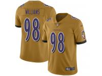 #98 Limited Brandon Williams Gold Football Women's Jersey Baltimore Ravens Inverted Legend Vapor Rush