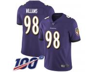 #98 Limited Brandon Williams Purple Football Home Youth Jersey Baltimore Ravens Vapor Untouchable 100th Season