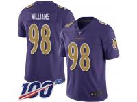 #98 Limited Brandon Williams Purple Football Men's Jersey Baltimore Ravens Rush Vapor Untouchable 100th Season