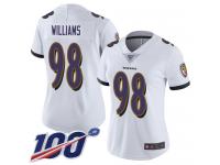 #98 Limited Brandon Williams White Football Road Women's Jersey Baltimore Ravens Vapor Untouchable 100th Season