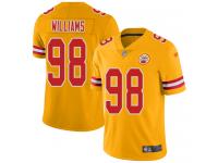 #98 Limited Xavier Williams Gold Football Men's Jersey Kansas City Chiefs Inverted Legend Vapor Rush