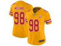 #98 Limited Xavier Williams Gold Football Women's Jersey Kansas City Chiefs Inverted Legend Vapor Rush
