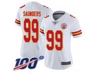 #99 Limited Khalen Saunders White Football Road Women's Jersey Kansas City Chiefs Vapor Untouchable 100th Season