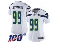 #99 Limited Quinton Jefferson White Football Road Women's Jersey Seattle Seahawks Vapor Untouchable 100th Season