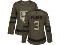 Adidas NHL Women's Dion Phaneuf Green Authentic Jersey - #3 Los Angeles Kings Salute to Service