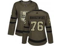 Adidas NHL Women's Jonny Brodzinski Green Authentic Jersey - #76 Los Angeles Kings Salute to Service