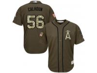 Angels of Anaheim #56 Kole Calhoun Green Salute to Service Stitched Baseball Jersey