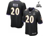Baltimore Ravens #20 Alternate Black With Super Bowl Patch Ed Reed Men's Game Jersey