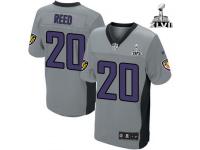 Baltimore Ravens #20 Grey Shadow With Super Bowl Patch Ed Reed Men's Limited Jersey