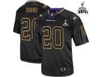 Baltimore Ravens #20 Lights Out Black With Super Bowl Patch Ed Reed Men's Elite Jersey