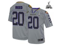 Baltimore Ravens #20 Lights Out Grey With Super Bowl Patch Ed Reed Men's Elite Jersey
