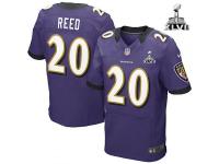Baltimore Ravens #20 Purple With Super Bowl Patch Ed Reed Men's Elite Jersey
