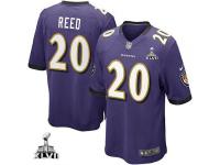 Baltimore Ravens #20 Purple With Super Bowl Patch Ed Reed Men's Game Jersey