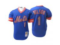 Blue Throwback Mookie Wilson Men #1 Mitchell And Ness MLB New York Mets Jersey